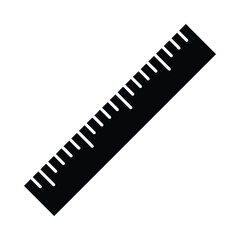 Ruler black vector icon. Measuring tool symbol. Drawing and creating blueprints, education and training, school supply.
