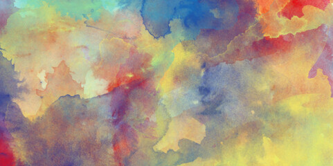 abstract colorful watercolor background. blue yellow orange pattern grunge texture background. Colorful and bright watercolor background texture with grunge watercolor splashes.