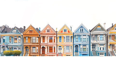 Fototapeta premium Watercolor colorful house, watercolor city, children's illustration style, Christmas, Halloween