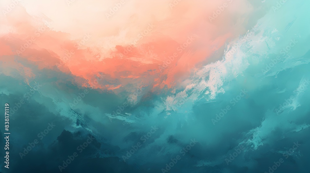 Wall mural Gradient aquamarine to coral banner