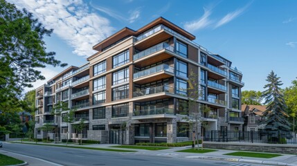 Obraz premium Construction of a luxury residential complex, featuring elegant design and high-end amenities, showcasing sophisticated architecture in an upscale urban setting, emphasizing comfort and exclusivity. 