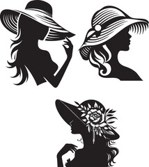 silhouette of a girl with a hat , vector 