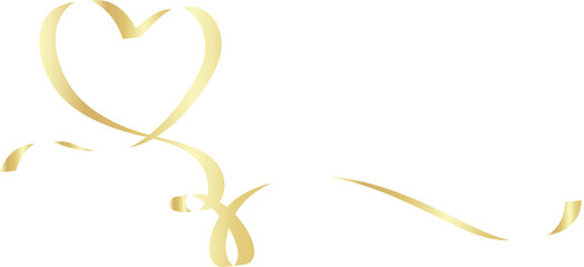 Gold heart ribbons shadow. Decoration for love, romantic