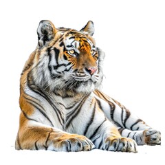 Obraz premium Majestic Tiger isolated on a white background in high resolution.