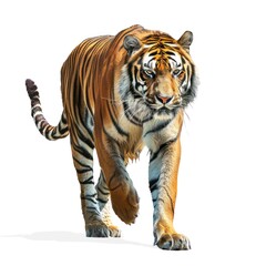 Obraz premium High-resolution capture of a fierce Tiger isolated on a white background.