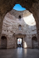 Interior details of the beautiful 3rd-4th century Roman Emperor Diocletian's palace summer residence in Split, Croatia