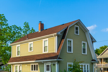 Two-story single-family home with traditional American architectural style, Brighton, Massachusetts, USA