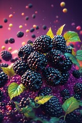 Freshly served fruit in a maximalist style with high contrast, vibrant colors and a nature-inspired aesthetic, suitable for a variety of uses and celebrations, academic attention to details