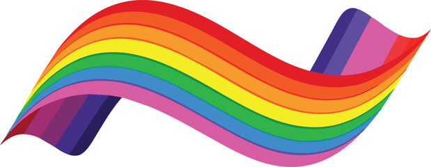 Waving ribbon of new progress Pride flag. Rainbow LGBT symbol.
