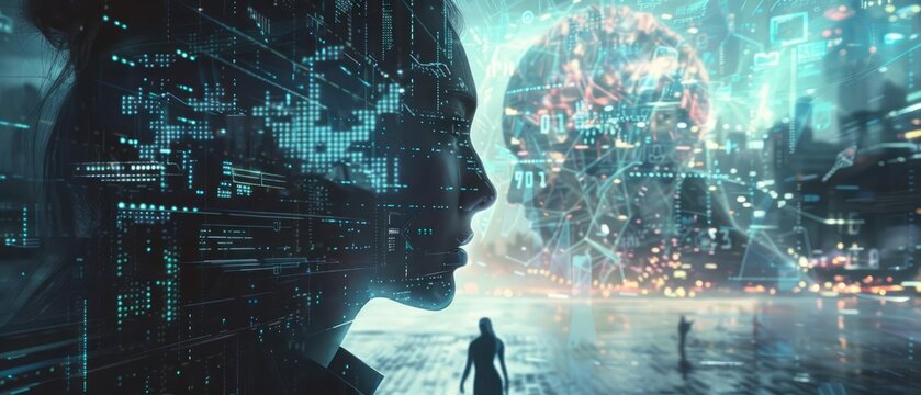 A futuristic, impactful image graphically depicts a sharp rise in technological advancements over the next decade