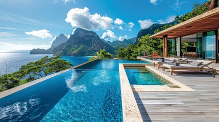 Fototapeta premium Luxury Travel Experience: Depict a luxury travel experience with scenic destinations, high-end accommodations,