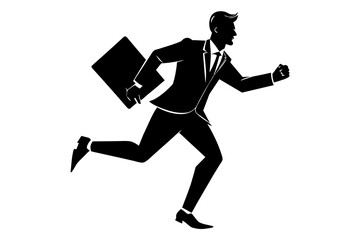 business man running fast silhouette vector illustration