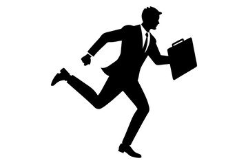 business man running fast silhouette vector illustration