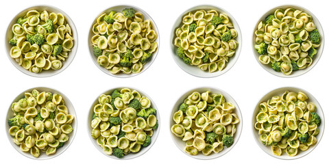 Collection of Orecchiette With Broccoli isolated on transparent png background. Generative ai