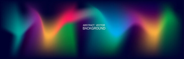 Abstract Colorful Gradient Background with Defocused bright Gradient, Spots and highlight. North Lights. Stylized Polar Lights.