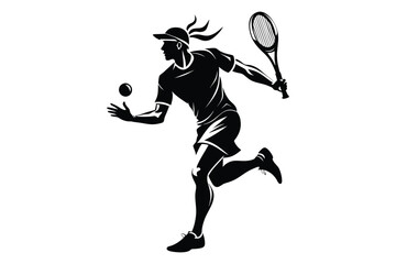 A tennis player man and woman silhouette sports people design elements