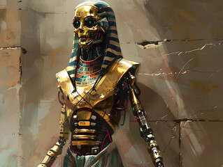 pharaoh mummy with robotic limbs