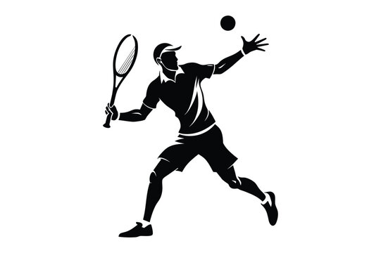 black tennis player serving ball clip art preview