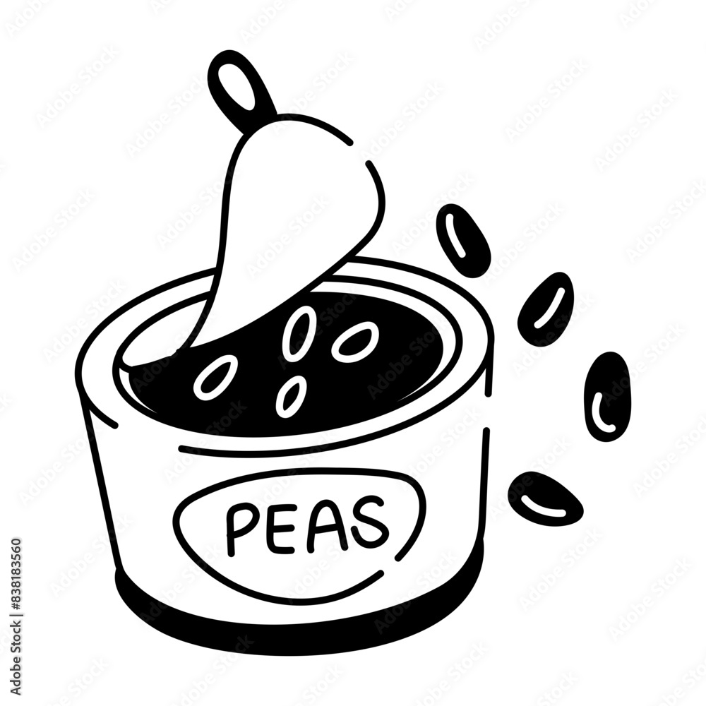 Poster Get this doodle icon of peas can 