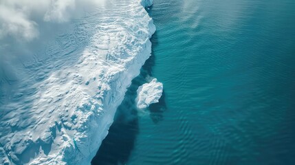 Fototapeta premium Climate Crisis Affecting Arctic: Aerial Perspective of Melting Glacier Reveals Drastic Climate Change Effects.