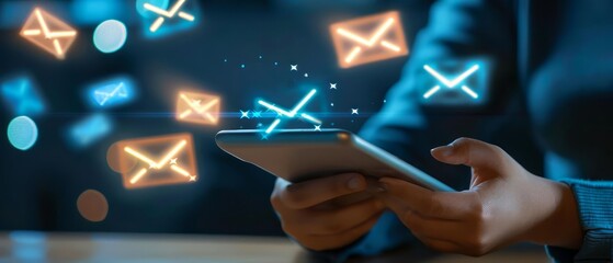 An email and SMS marketing concept highlighting a detailed scheme of direct sales in business, showcasing a client list for mailing and a wellorganized newsletter strategy
