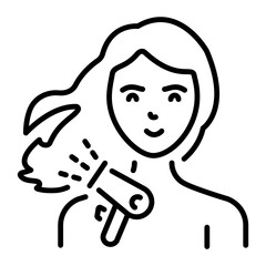 A linear style icon depicting hair blow dry 