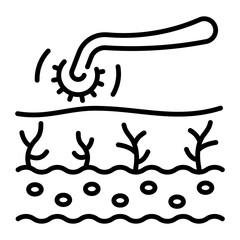 An editable line icon of dermaroller 