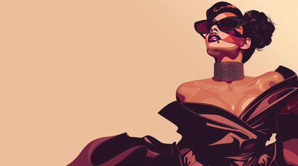 Glamorous Drag Queen Elegance - Stylish Vector Portrait of a Bold and Extravagant Performer