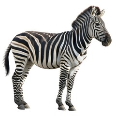 Fototapeta premium Close-up high-resolution photo of a zebra isolated on white background, emphasizing details