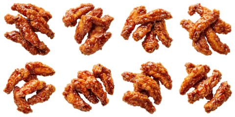 Collection of Teriyaki Fried Chicken Strips isolated on transparent png background. Generative ai