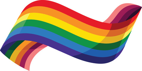 Waving ribbon of new progress Pride flag. Rainbow LGBT symbol.