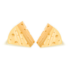 slice piece of cheese isolated