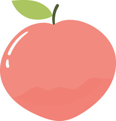 Pink Peach Fruit Flat Illustration