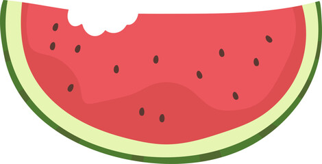 slice of watermelon with bite mark illustration