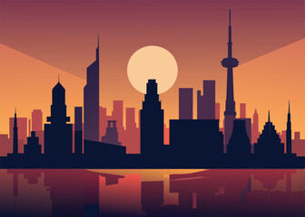 Silhouette skyline illustration.
