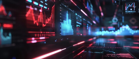 Obraz premium Modern Technology Design Featuring Financial Graphs And Business Insights For Global Stock Market Web Development