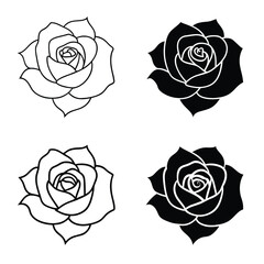 Set of rose vector silhouette on a white background 