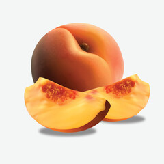 peach isolated on white background