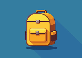 ellow backpack 3d icon, school or travel digital illustration.