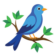 Beautiful blue bird on a tree branch vector illustration 
