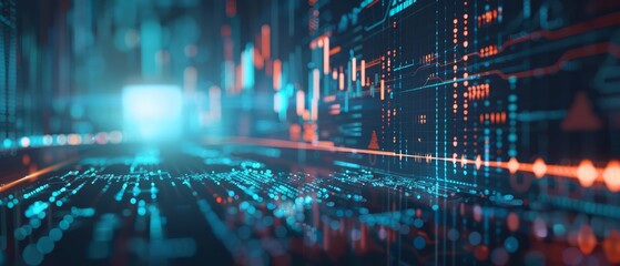 Naklejka premium Technological Background With Graphs And Global Stock Market Concepts For Business And Finance Web Banner