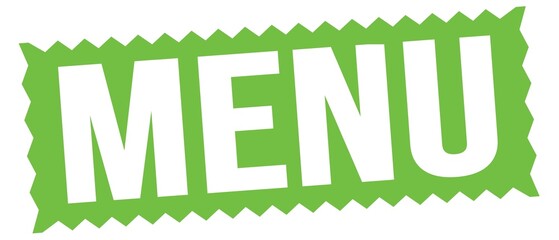 MENU text written on green stamp sign.