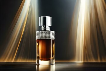 Naklejka premium Perfume bottle in evidence with a dark background