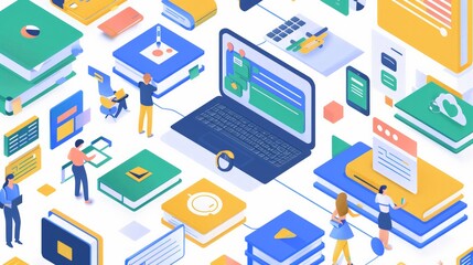 Obraz premium Virtual Education Platform: Illustrate a virtual education platform with online classes, interactive learning tools