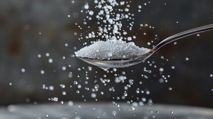 Obraz premium Sugar Splash from spoon in slow motion on black background
