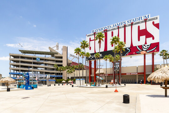 Tampa, FL, USA - May 29, 2024: Raymond James Stadium is home to the Tampa Bay Buccaneers and University of South Florida Bulls NCAA football team.