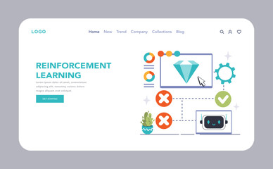 Reinforcement Learning concept. Flat vector illustration