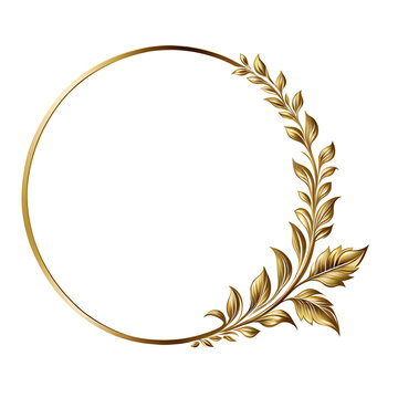 luxury gold leaf simple circle border transparent background