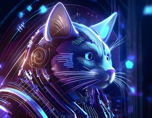 ai pet concept with negative dark mode background