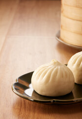 Two meat buns on the plate